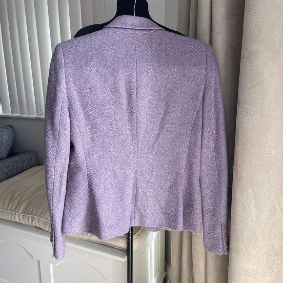 Chaps Wool-Blend Women Blazer Mottled Purple  Blue Tweed Front Pockets NEW 4 - Picture 7 of 12